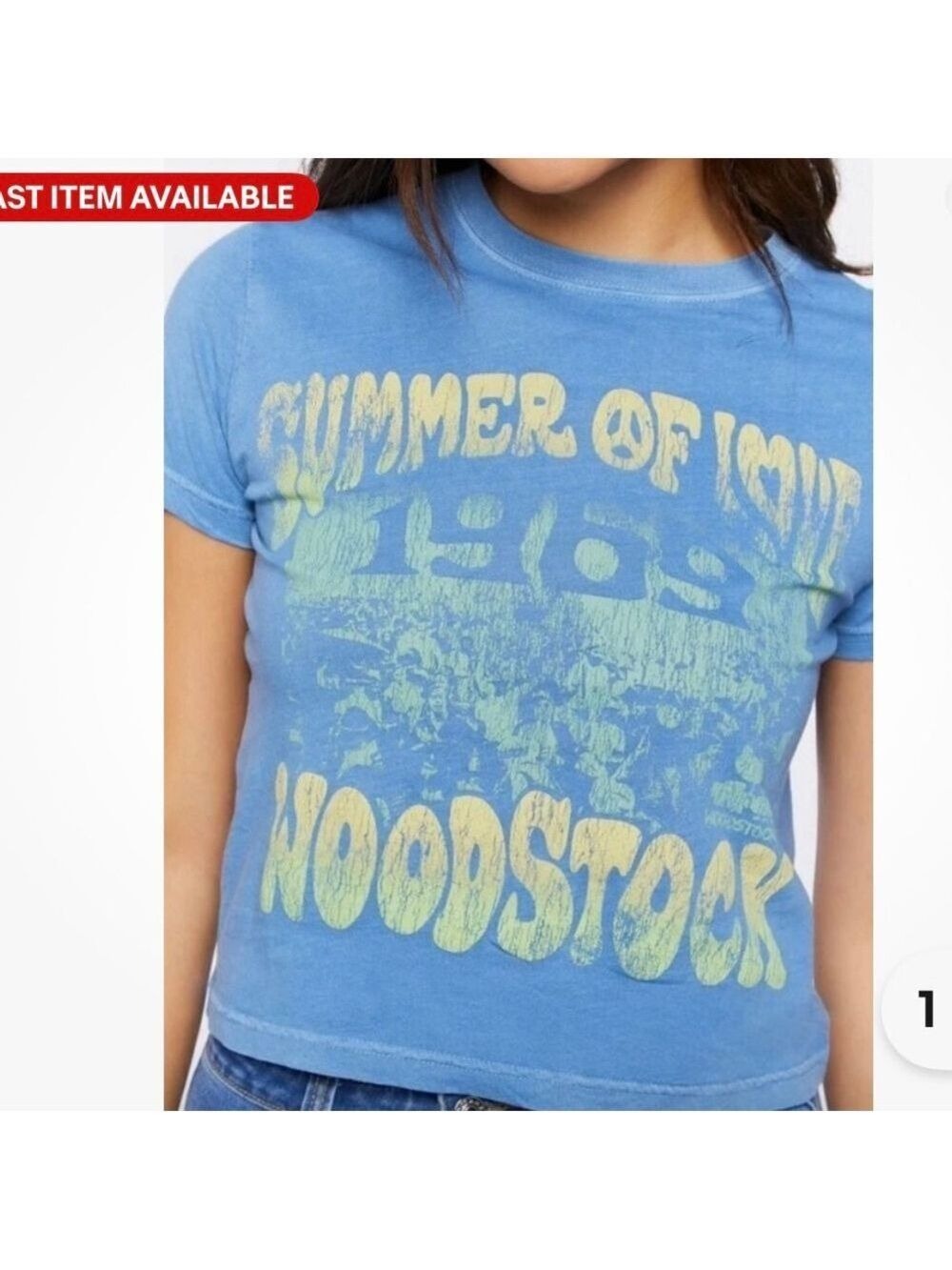 Woodstock Summer of Love 1969 Blue T-shirt Size S